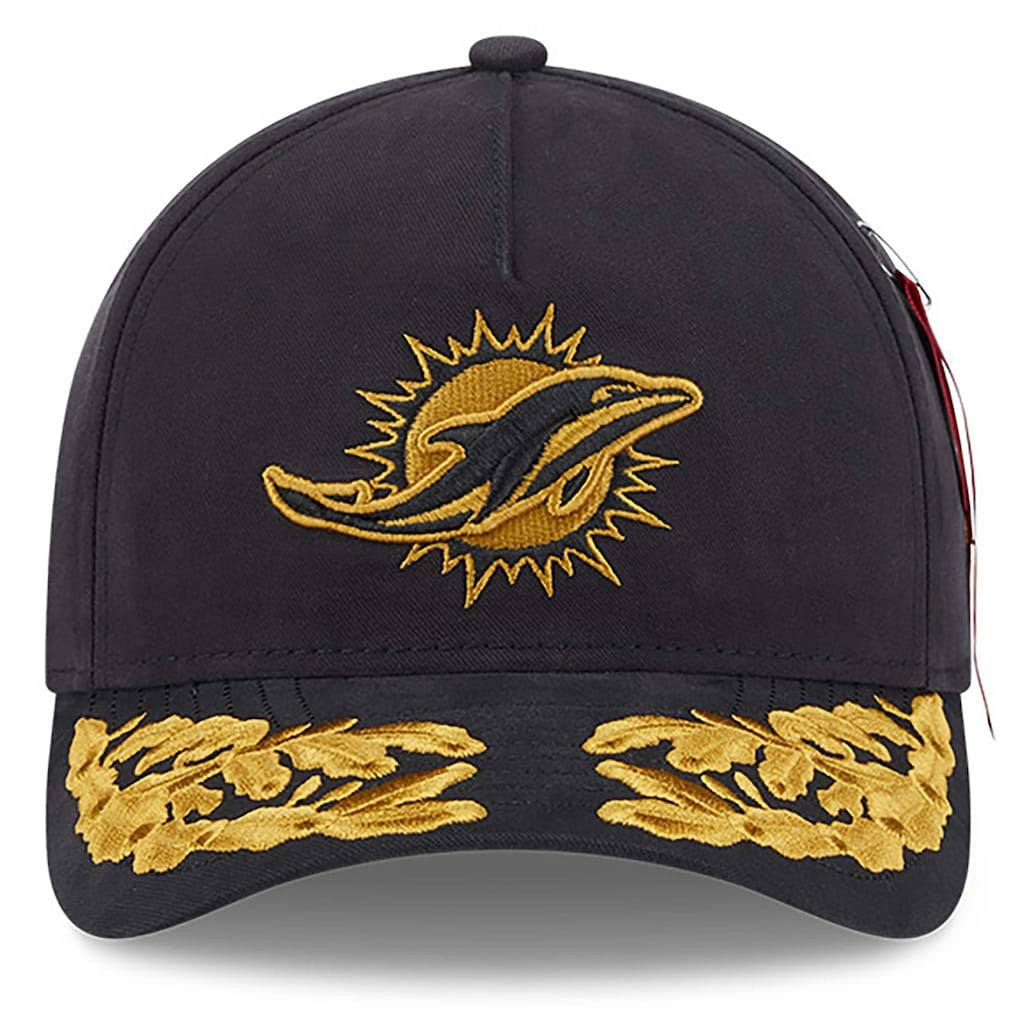 Miami Dolphins New Era x Alpha Industries A-Frame 9FORTY Adjustable Hat Black | NFL