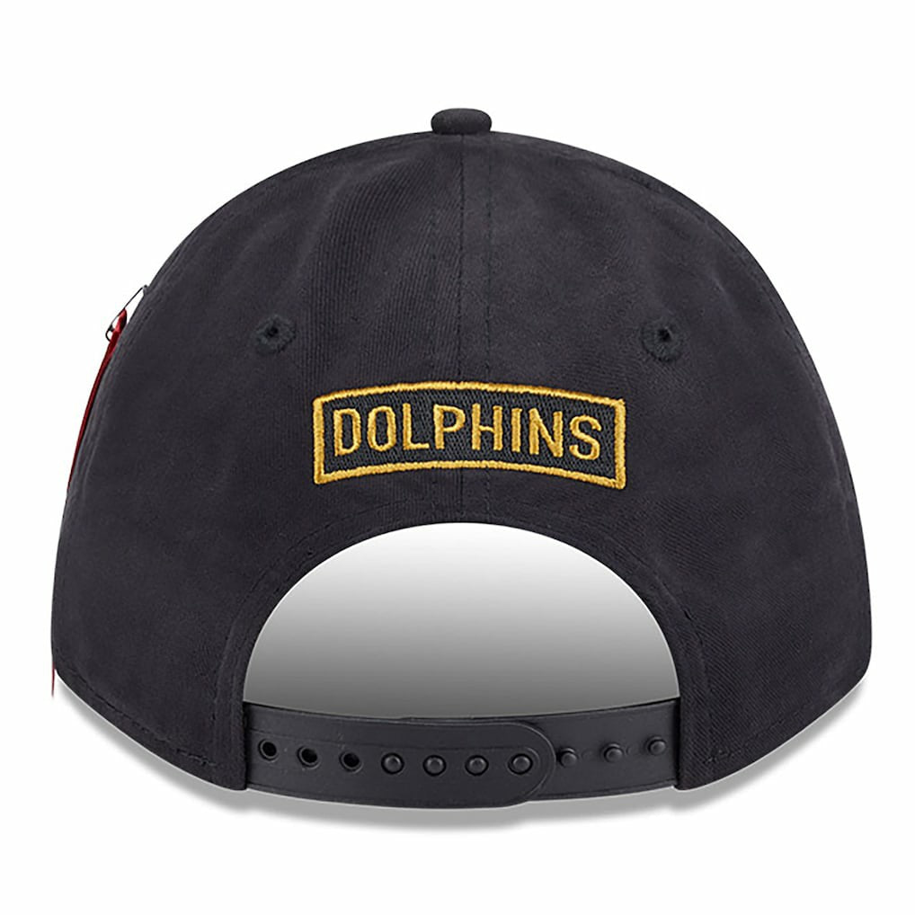 Miami Dolphins New Era x Alpha Industries A-Frame 9FORTY Adjustable Hat Black | NFL
