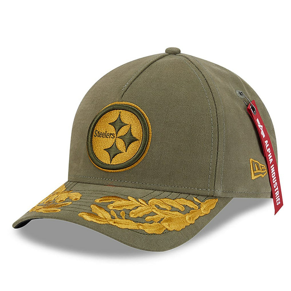 Pittsburgh Steelers New Era x Alpha Industries A-Frame 9FORTY Adjustable Hat Olive | NFL