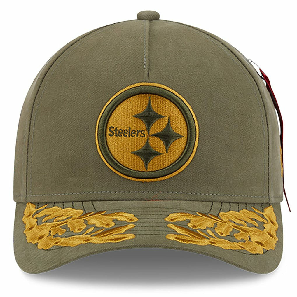 Pittsburgh Steelers New Era x Alpha Industries A-Frame 9FORTY Adjustable Hat Olive | NFL
