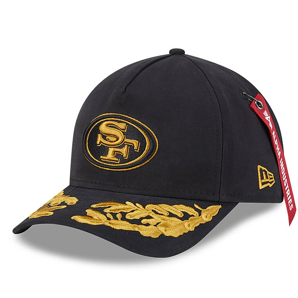 San Francisco 49ers New Era x Alpha Industries A-Frame 9FORTY Adjustable Hat Black | NFL