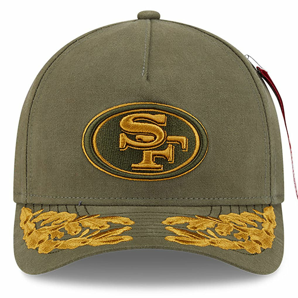 San Francisco 49ers New Era x Alpha Industries A-Frame 9FORTY Adjustable Hat Olive | NFL