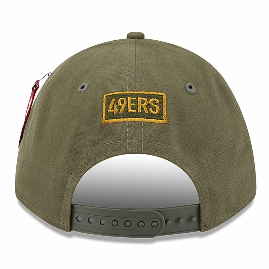 San Francisco 49ers New Era x Alpha Industries A-Frame 9FORTY Adjustable Hat Olive | NFL