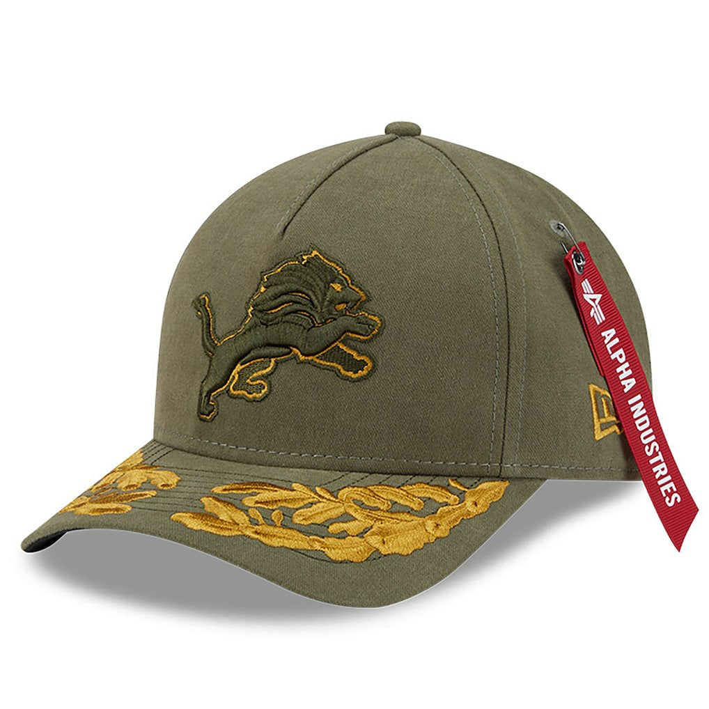 Detroit Lions New Era x Alpha Industries A-Frame 9FORTY Adjustable Hat Olive | NFL