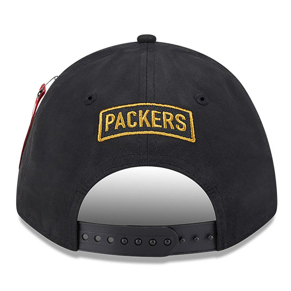 Green Bay Packers New Era x Alpha Industries A-Frame 9FORTY Adjustable Hat Black | NFL