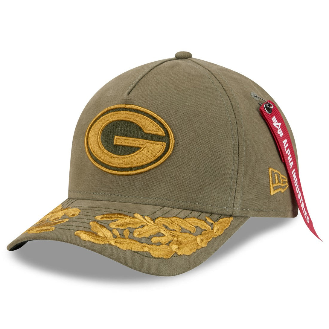 Green Bay Packers New Era x Alpha Industries A-Frame 9FORTY Adjustable Hat Olive | NFL