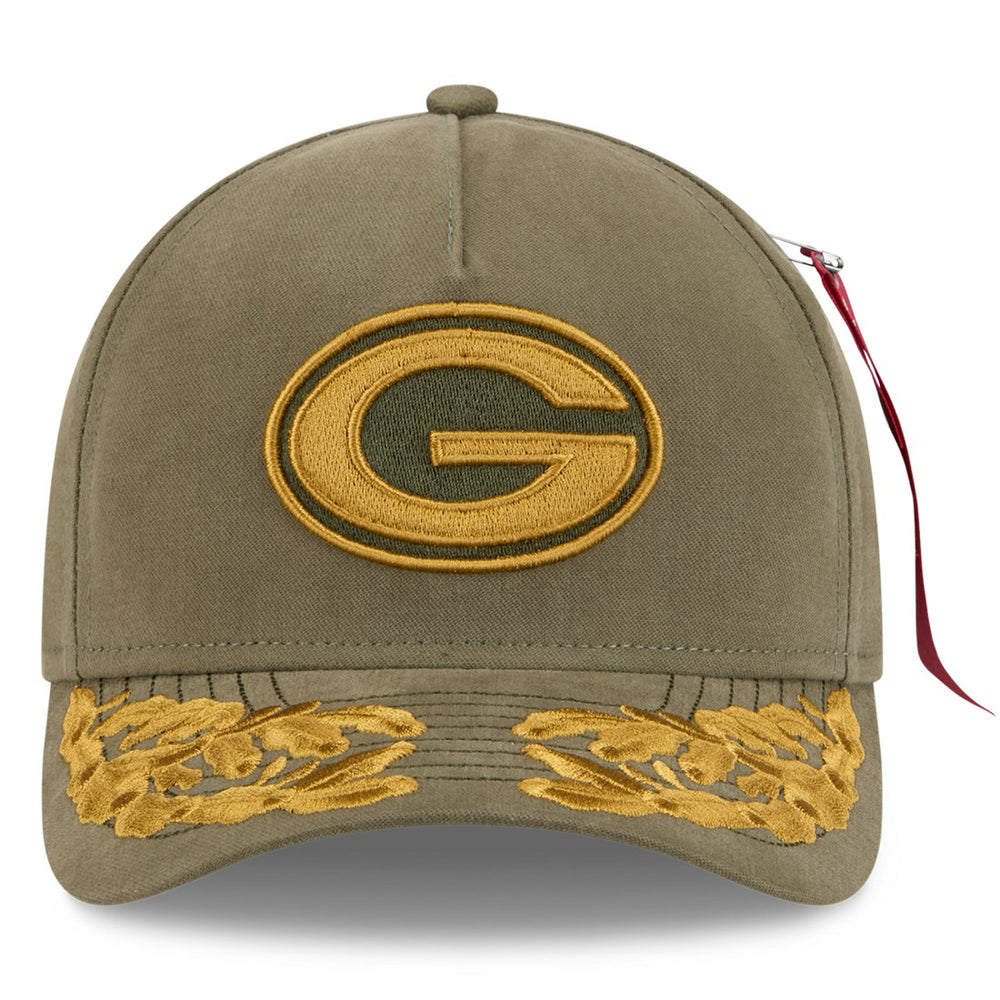 Green Bay Packers New Era x Alpha Industries A-Frame 9FORTY Adjustable Hat Olive | NFL