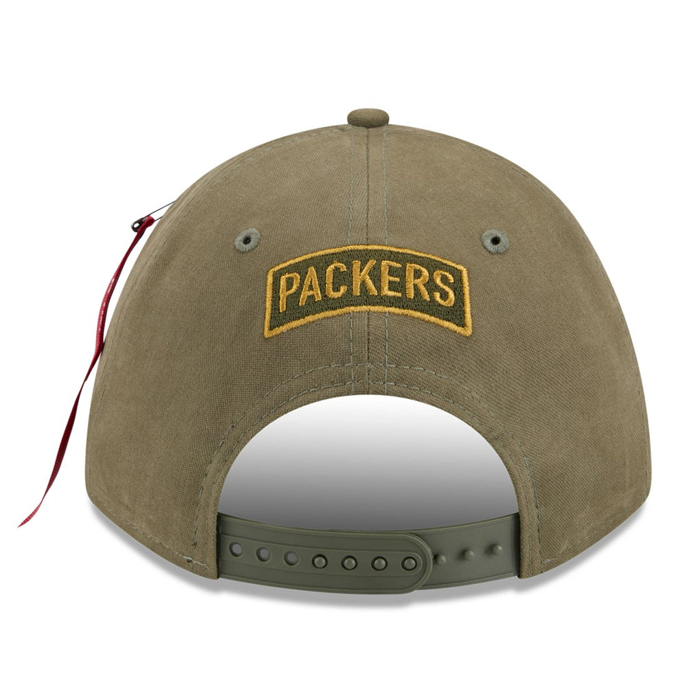 Green Bay Packers New Era x Alpha Industries A-Frame 9FORTY Adjustable Hat Olive | NFL