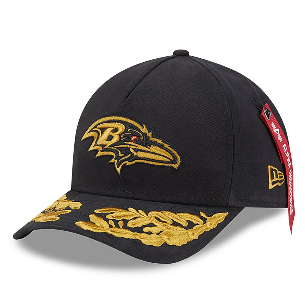 Baltimore Ravens New Era x Alpha Industries A-Frame 9FORTY Adjustable Hat Black | NFL