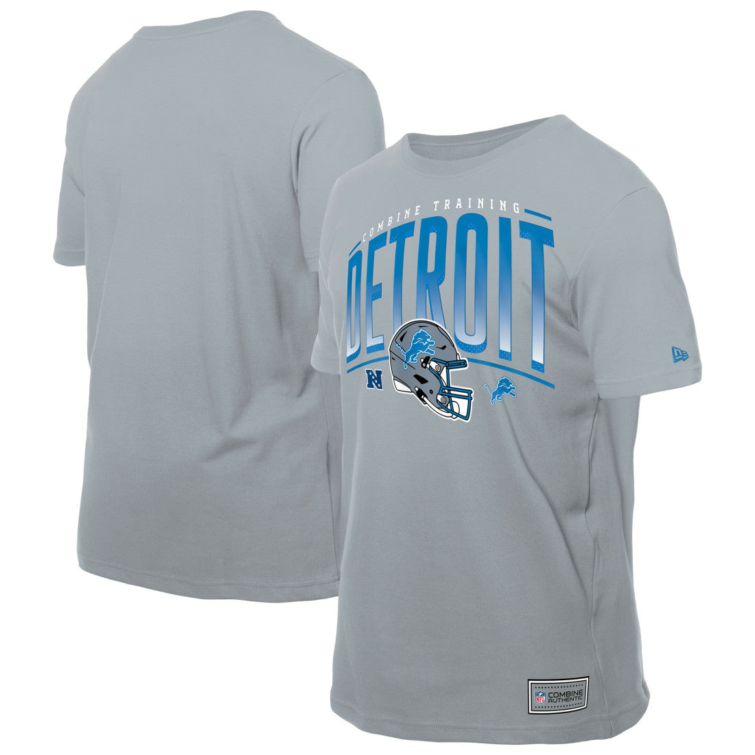 Detroit Lions New Era Combine Authentic Helmet T-Shirt Silver | NFL