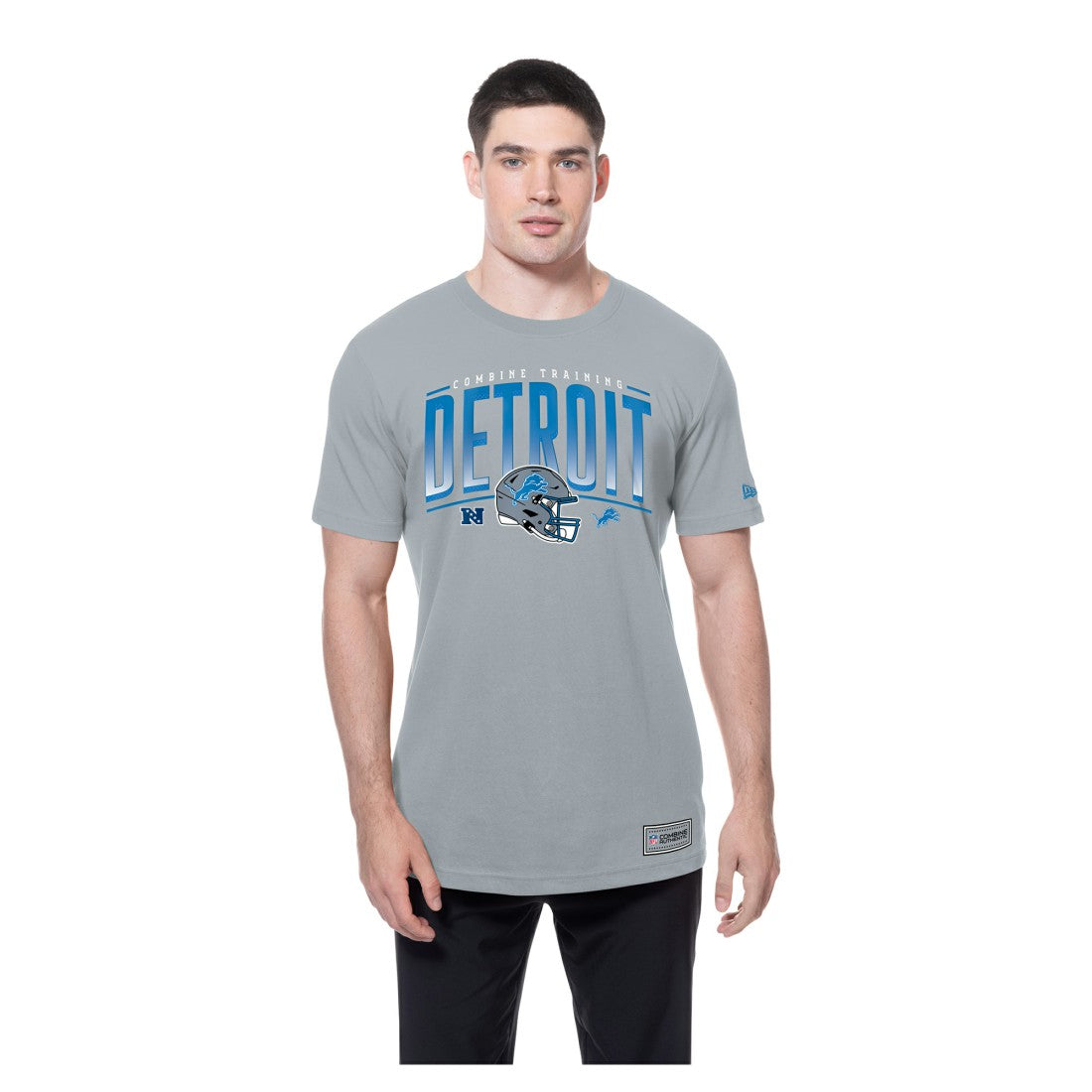 Detroit Lions New Era Combine Authentic Helmet T-Shirt Silver | NFL