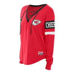 Kansas City Chiefs New Era Women's Plus Size Throwback Lace-Up Long Sleeve T-Shirt Red | NFL