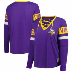 Minnesota Vikings New Era Women's Plus Size Throwback Lace-Up Long Sleeve T-Shirt Purple | NFL