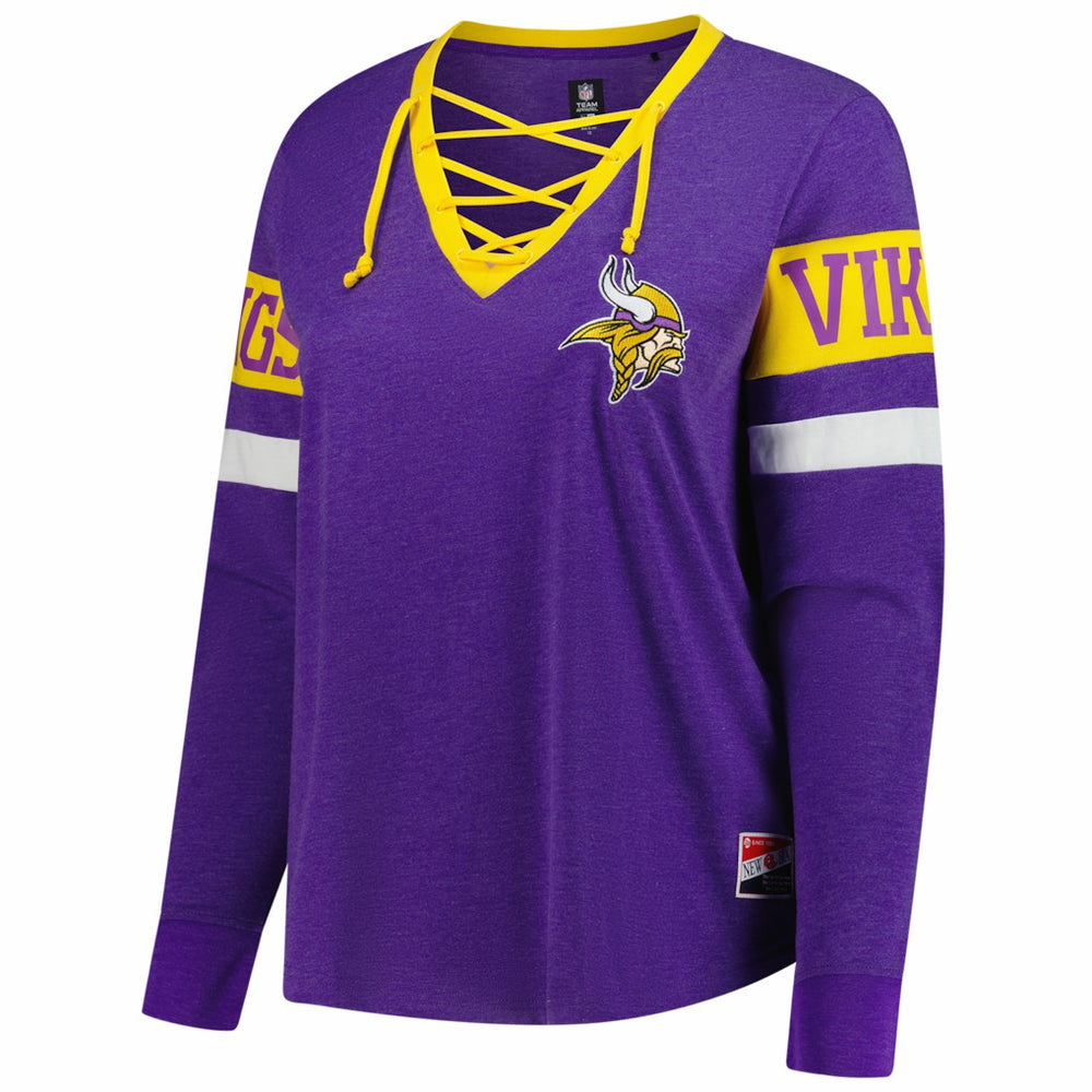 Minnesota Vikings New Era Women's Plus Size Throwback Lace-Up Long Sleeve T-Shirt Purple | NFL