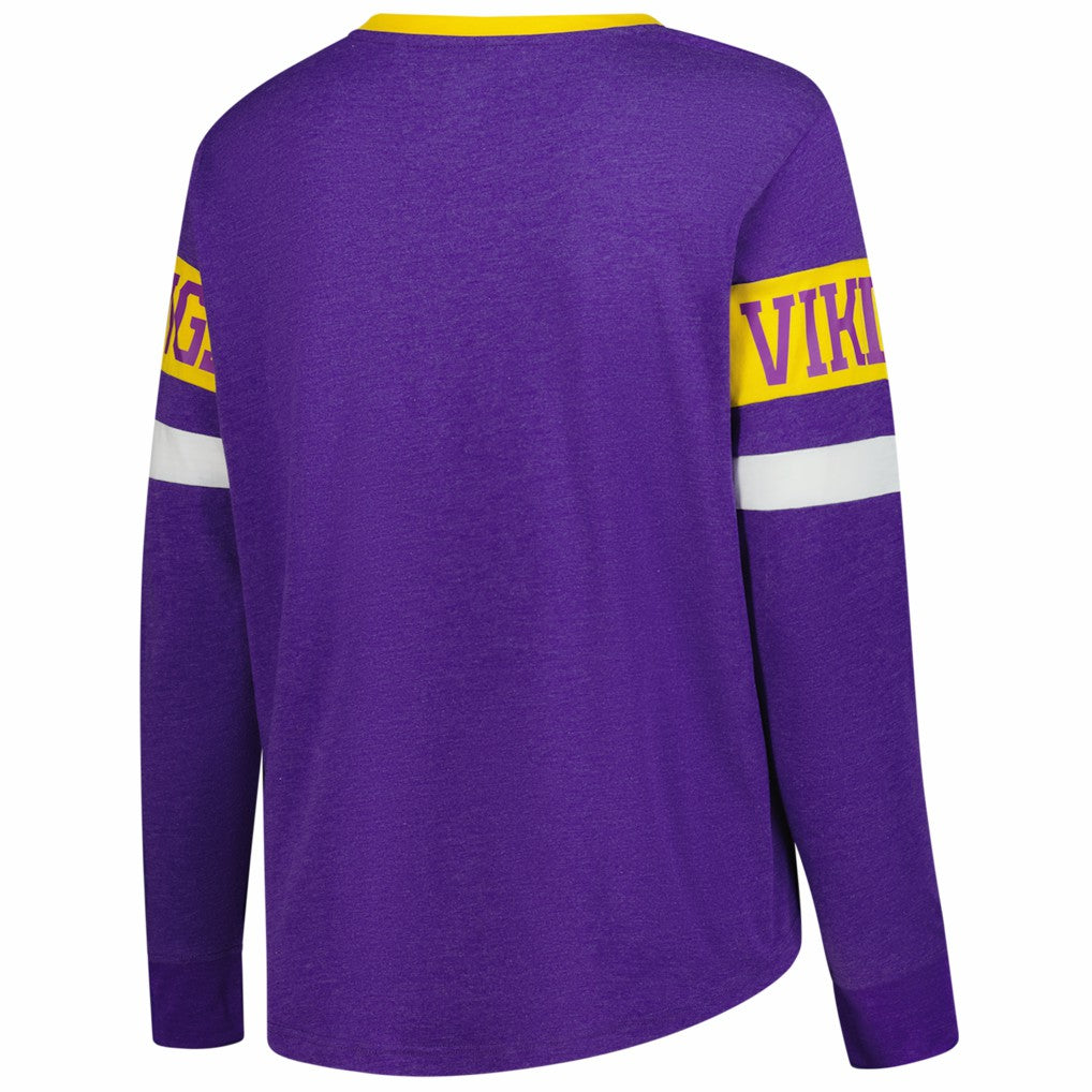 Minnesota Vikings New Era Women's Plus Size Throwback Lace-Up Long Sleeve T-Shirt Purple | NFL