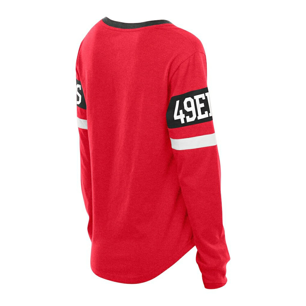 San Francisco 49ers New Era Women's Plus Size Throwback Lace-Up Long Sleeve T-Shirt Scarlet | NFL
