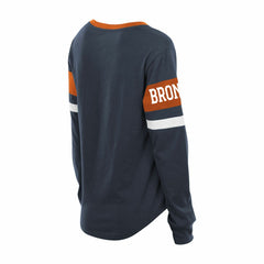 Denver Broncos New Era Women's Plus Size Throwback Lace-Up Long Sleeve T-Shirt Navy | NFL