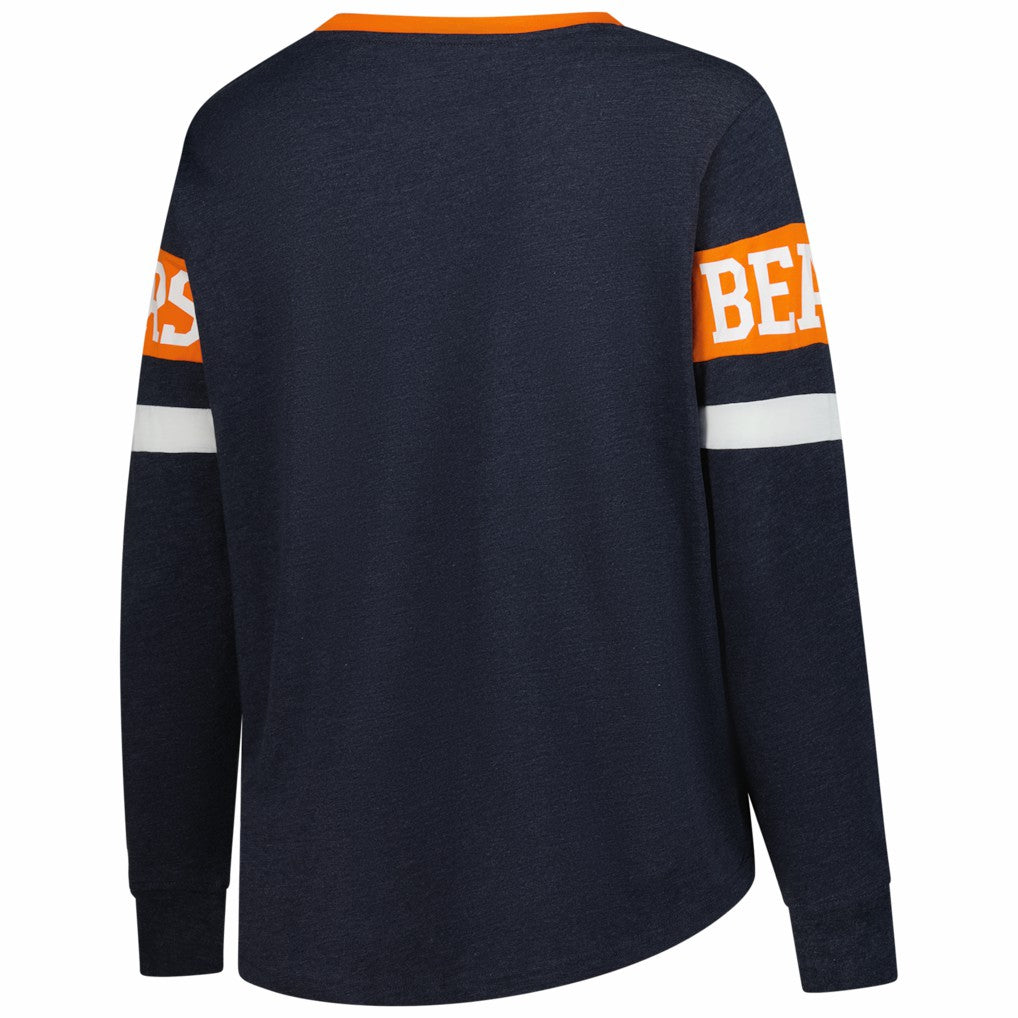 Chicago Bears New Era Women's Plus Size Throwback Lace-Up Long Sleeve T-Shirt Navy | NFL