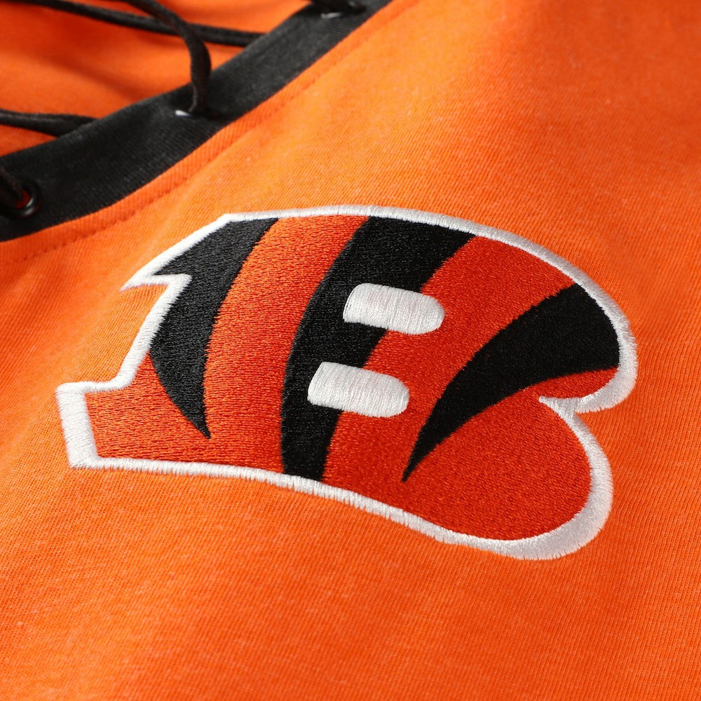Cincinnati Bengals New Era Women's Plus Size Throwback Lace-Up Long Sleeve T-Shirt Orange | NFL
