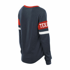 Houston Texans New Era Women's Plus Size Throwback Lace-Up Long Sleeve T-Shirt Navy | NFL