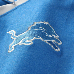 Detroit Lions New Era Women's Plus Size Throwback Lace-Up Long Sleeve T-Shirt Blue | NFL