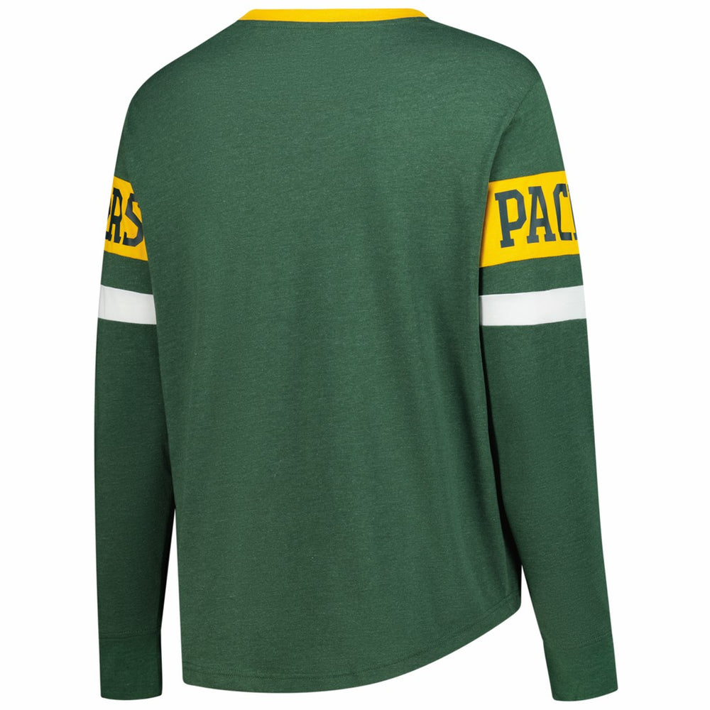 Green Bay Packers New Era Women's Plus Size Throwback Lace-Up Long Sleeve T-Shirt Green | NFL