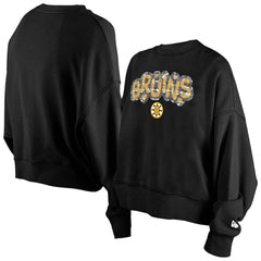 Boston Bruins New Era Girls Youth Flip Sequin Sweatshirt - Black - NHL