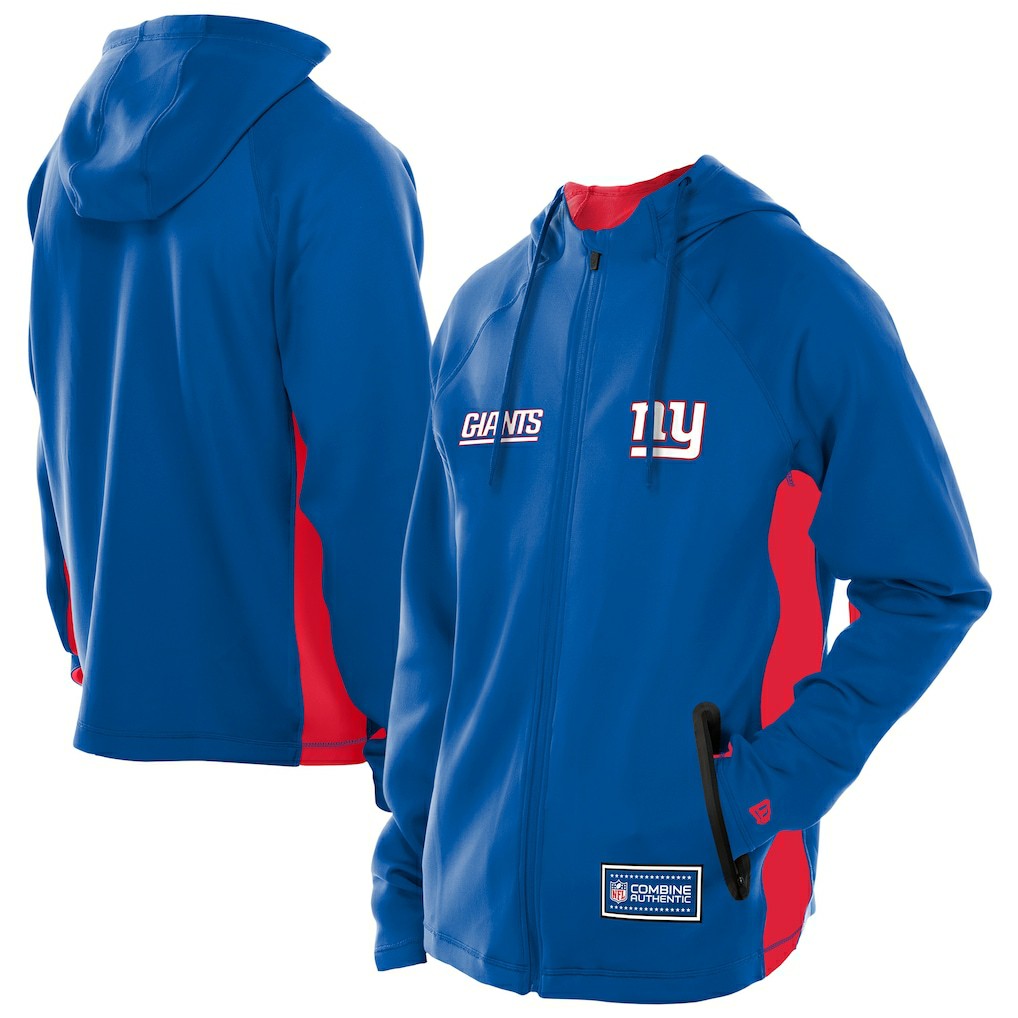New York Giants New Era Combine Authentic Raglan Scuba Full-Zip Hoodie Royal | NFL