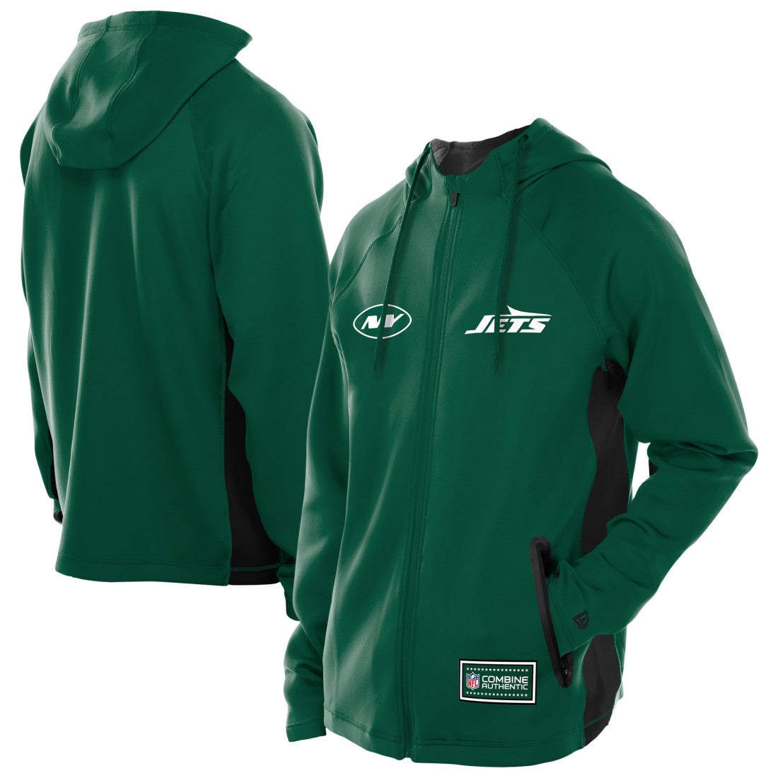 New York Jets New Era Combine Authentic Raglan Scuba Full-Zip Hoodie Green | NFL