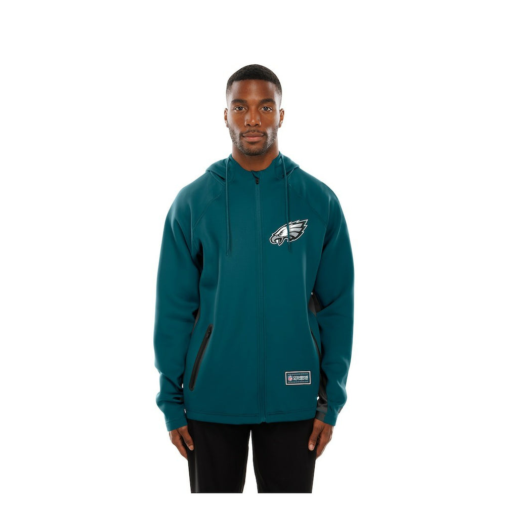 Philadelphia Eagles New Era Combine Authentic Raglan Scuba Full-Zip Hoodie Midnight Green | NFL