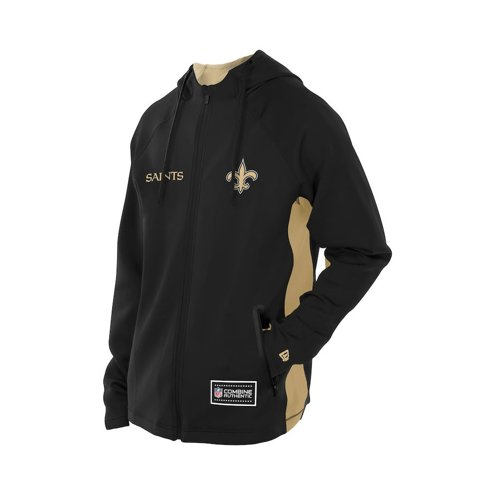 New Orleans Saints New Era Combine Authentic Raglan Scuba Full-Zip Hoodie Black | NFL