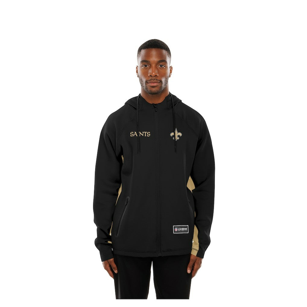 New Orleans Saints New Era Combine Authentic Raglan Scuba Full-Zip Hoodie Black | NFL