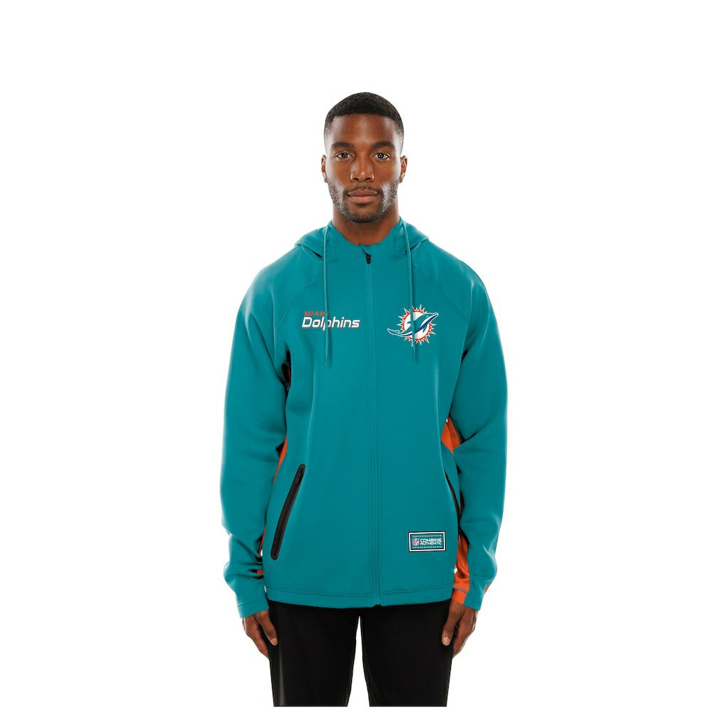 Miami Dolphins New Era Combine Authentic Raglan Scuba Full-Zip Hoodie Aqua | NFL