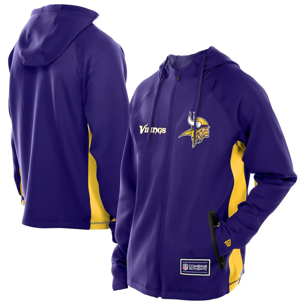 Minnesota Vikings New Era Combine Authentic Raglan Scuba Full-Zip Hoodie Purple | NFL