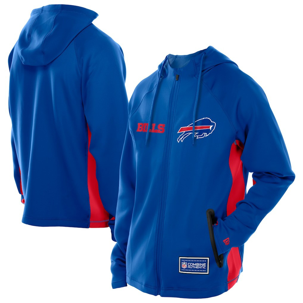 Buffalo Bills New Era Combine Authentic Raglan Scuba Full-Zip Hoodie Royal | NFL