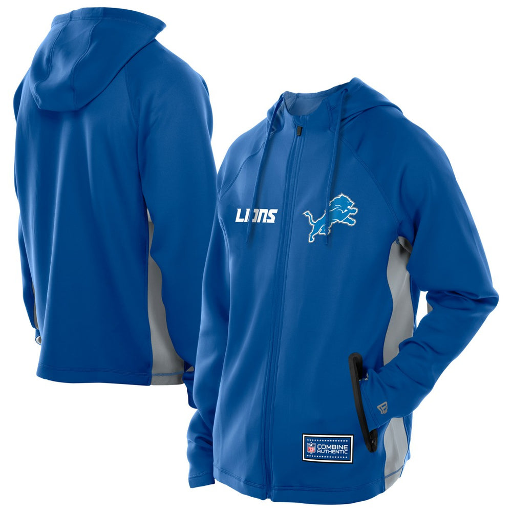 Detroit Lions New Era Combine Authentic Raglan Scuba Full-Zip Hoodie Blue | NFL