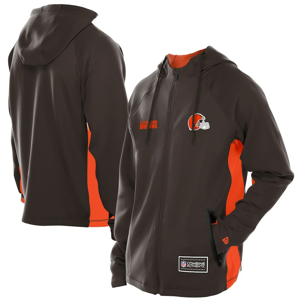 Cleveland Browns New Era Combine Authentic Raglan Scuba Full-Zip Hoodie Brown | NFL