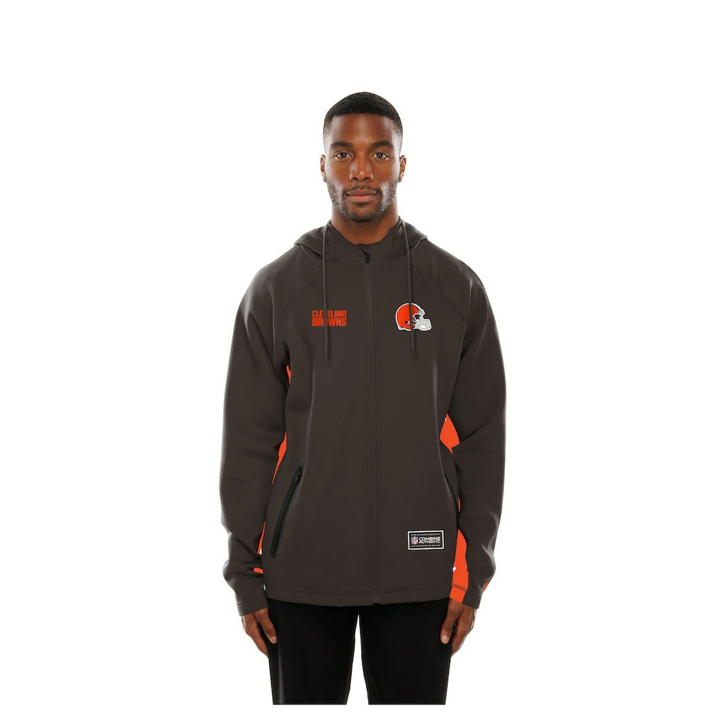Cleveland Browns New Era Combine Authentic Raglan Scuba Full-Zip Hoodie Brown | NFL