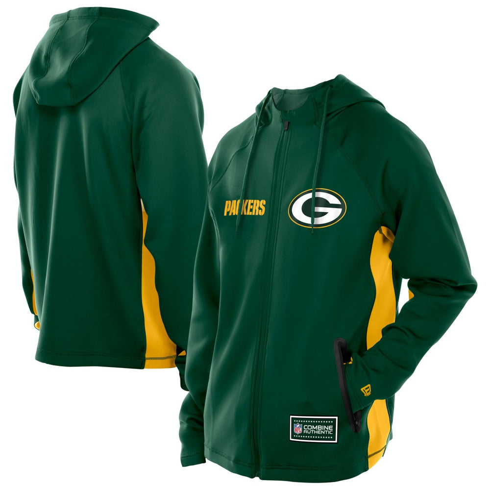 Green Bay Packers New Era Combine Authentic Raglan Scuba Full-Zip Hoodie Green | NFL