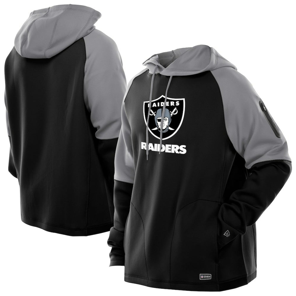 Las Vegas Raiders New Era Combine Authentic Color Block Raglan Pullover Hoodie Black | NFL