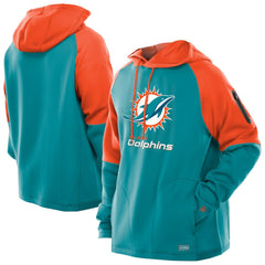 Miami Dolphins New Era Combine Authentic Color Block Raglan Pullover Hoodie Aqua | NFL