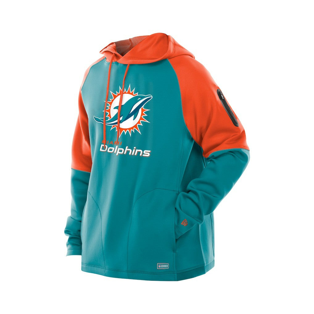 Miami Dolphins New Era Combine Authentic Color Block Raglan Pullover Hoodie Aqua | NFL