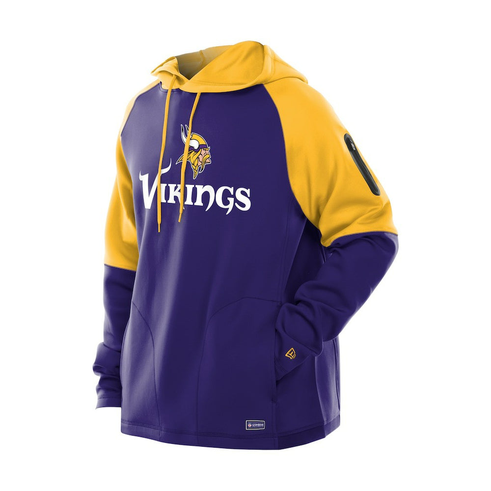 Minnesota Vikings New Era Combine Authentic Color Block Raglan Pullover Hoodie Purple | NFL