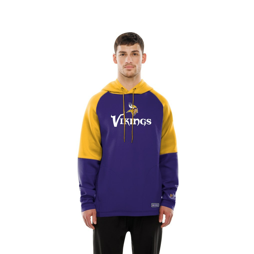 Minnesota Vikings New Era Combine Authentic Color Block Raglan Pullover Hoodie Purple | NFL