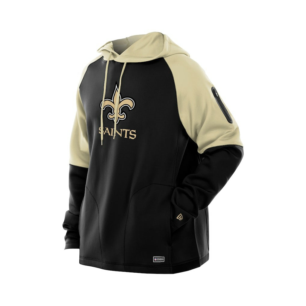 New Orleans Saints New Era Combine Authentic Color Block Raglan Pullover Hoodie Black | NFL