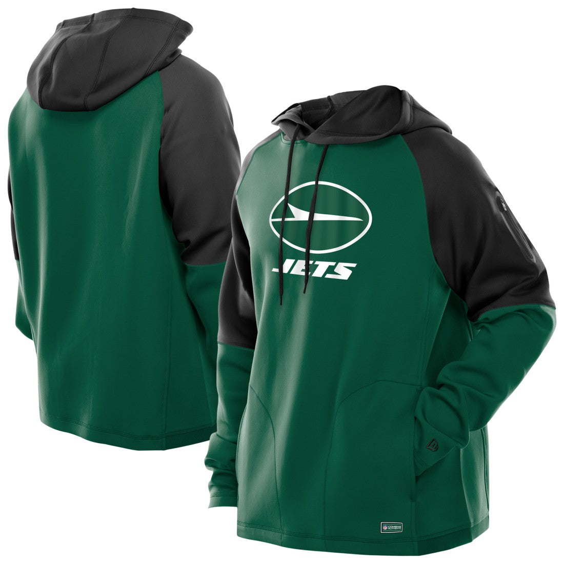 New York Jets New Era Combine Authentic Color Block Raglan Pullover Hoodie Green | NFL