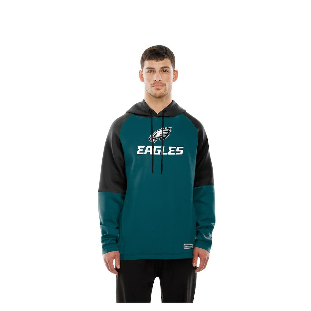 Philadelphia Eagles New Era Combine Authentic Color Block Raglan Pullover Hoodie Midnight Green | NFL