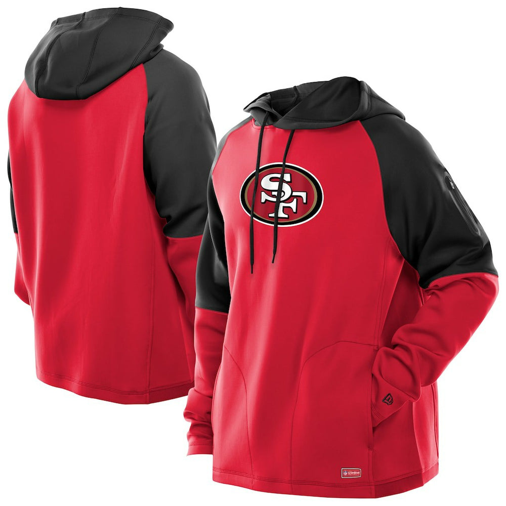 San Francisco 49ers New Era Combine Authentic Color Block Raglan Pullover Hoodie Scarlet | NFL