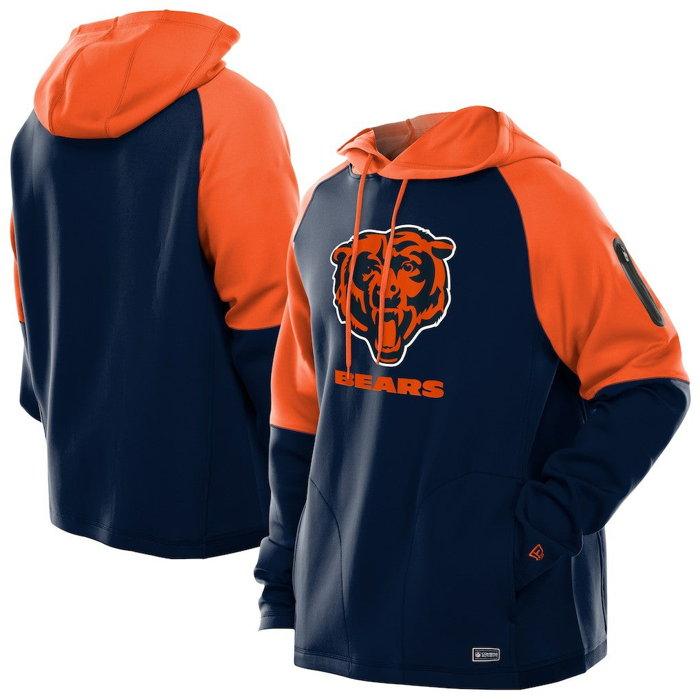 Chicago Bears New Era Combine Authentic Color Block Raglan Pullover Hoodie Navy | NFL