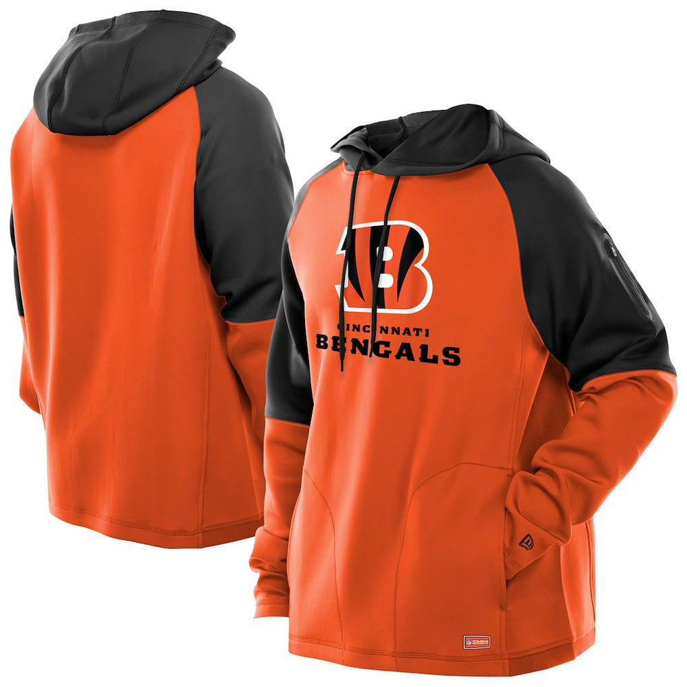 Cincinnati Bengals New Era Combine Authentic Color Block Raglan Pullover Hoodie Orange | NFL